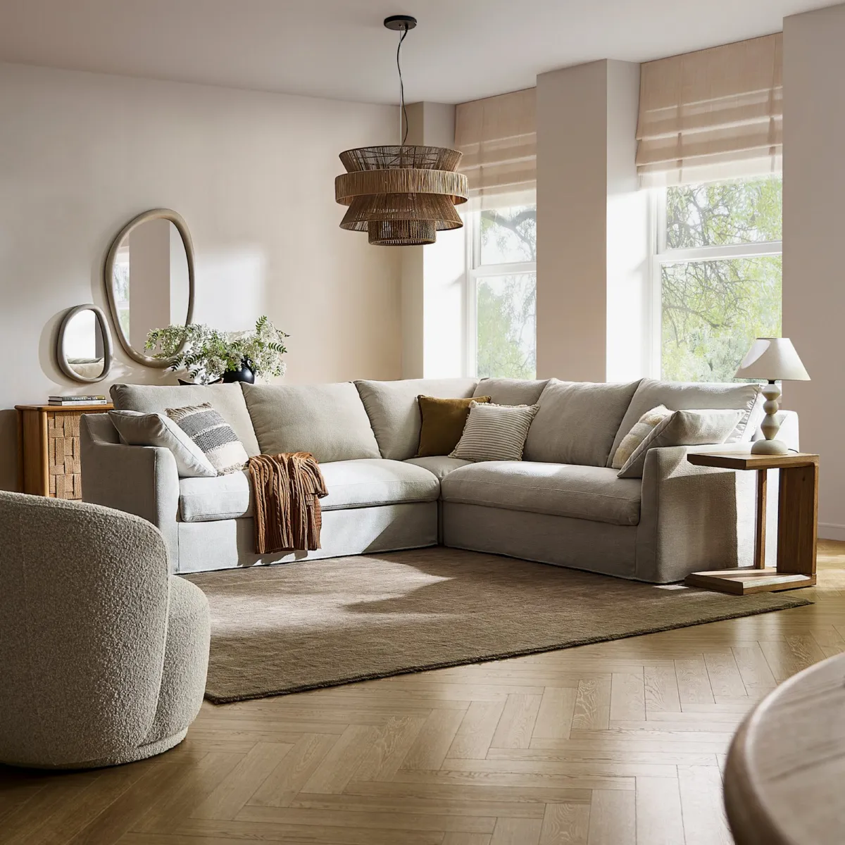 Agnes Slipcover Storage L-Shaped Sectional Couch with Ottoman - view 3