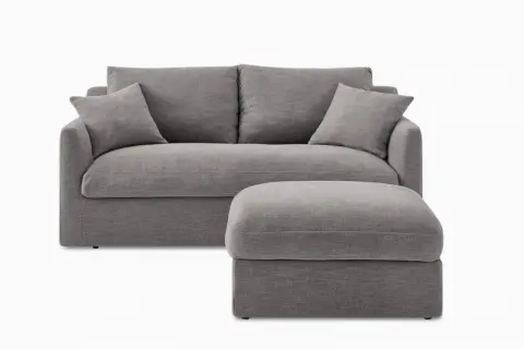 Agnes Slipcover Storage Loveseat with Ottoman