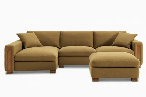 Atelier Kagan 3-Piece Chaise Sectional Couch with Ottoman