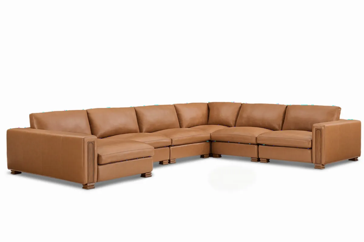 Atelier Kagan Leather 6-Piece L-Shape Sectional Couch with Chaise - view 3