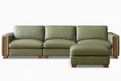 Atelier Kagan Leather Extended Sofa with Ottoman