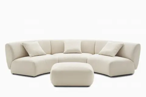 Auburn Performance Fabric Armless Curve Couch with Ottoman