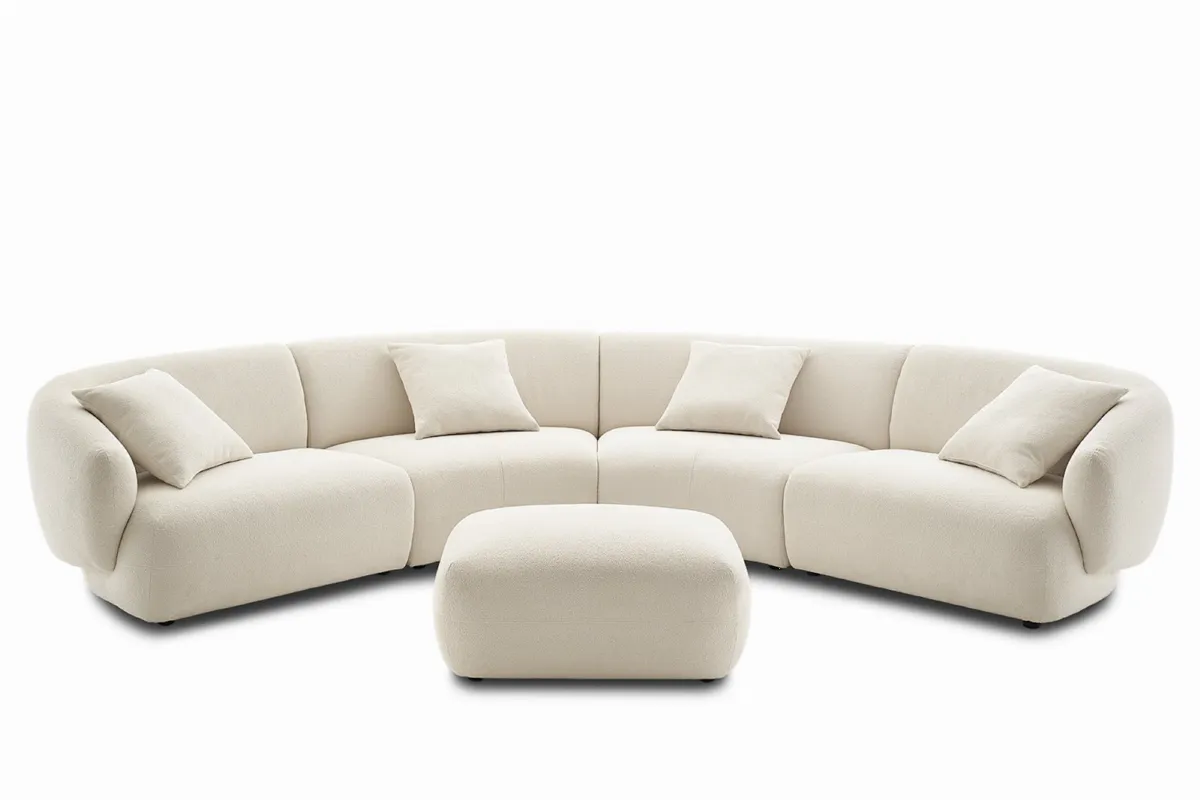 Auburn Performance Fabric Curve L-Shape Sectional Couch with Ottoman - view 7