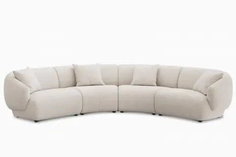 Auburn Performance Fabric Curve L-Shape Sectional Couch