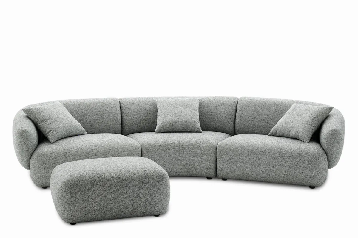 Auburn Performance Fabric Curve Sofa with Ottoman - view 6