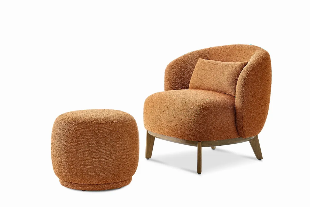 Avery Performance Bouclé Armchair with Ottoman - view 2