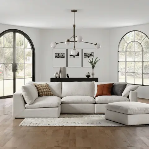 Dawson Chaise Sectional Couch with Ottoman