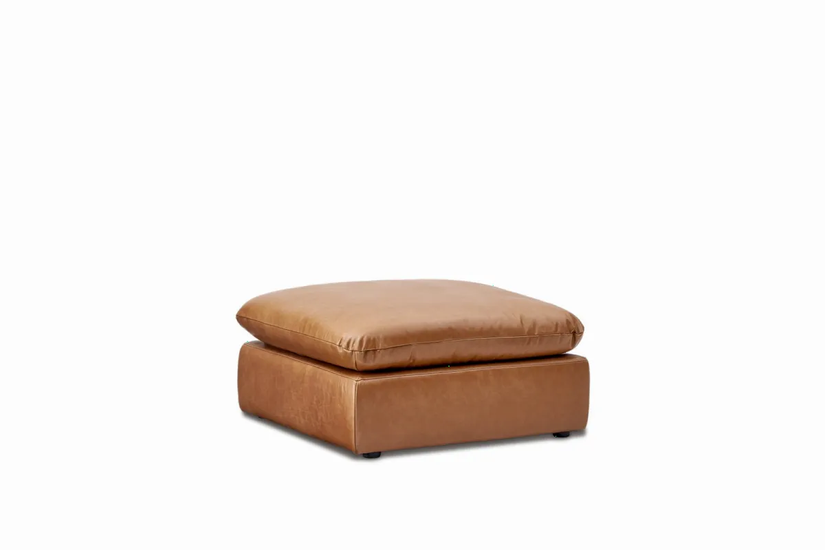 Dawson Leather Small Ottoman - view 6