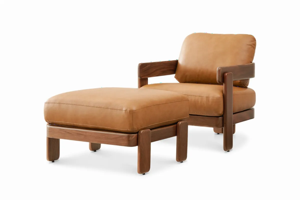Eden Leather Armchair with Ottoman - view 7