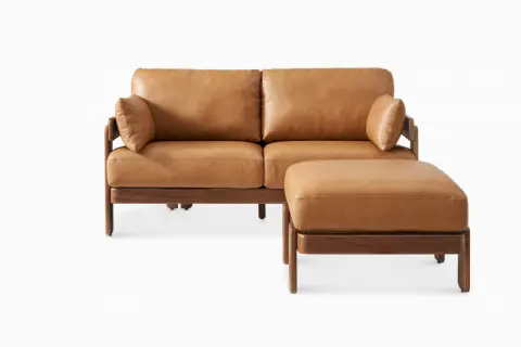Eden Leather Loveseat with Ottoman