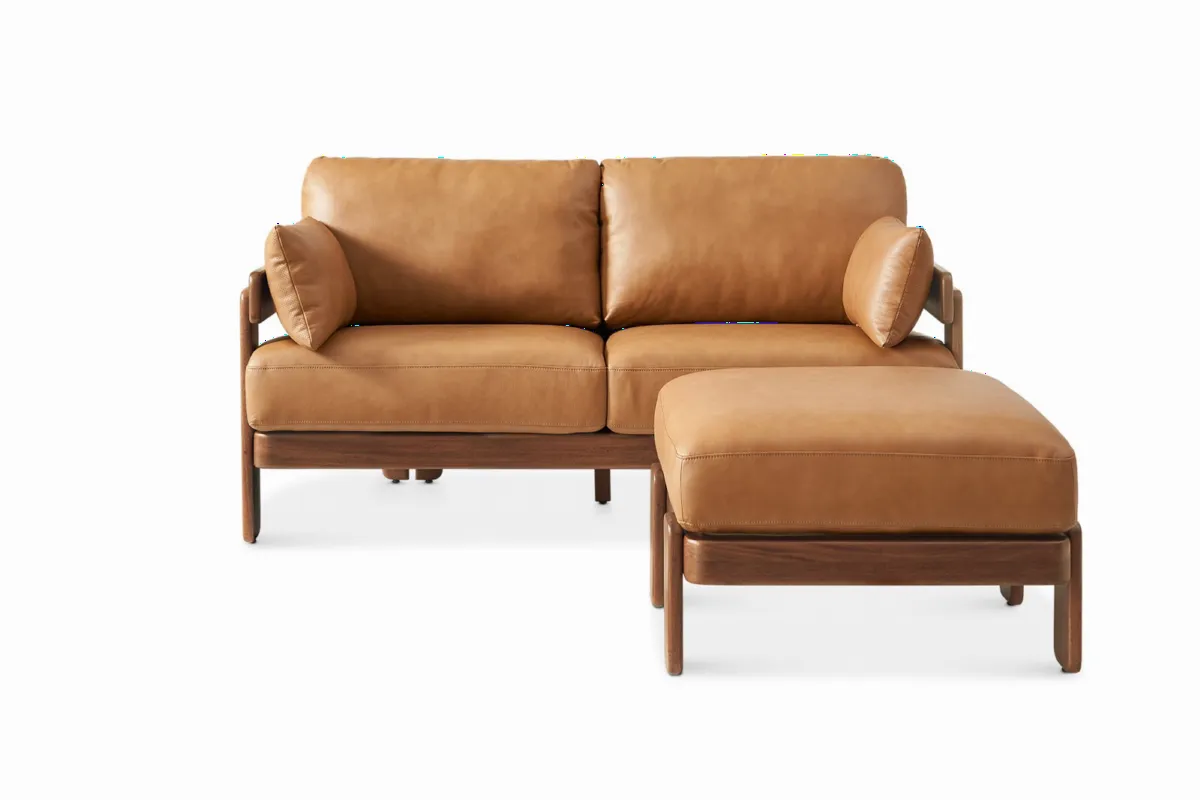 Eden Leather Loveseat with Ottoman - view 7