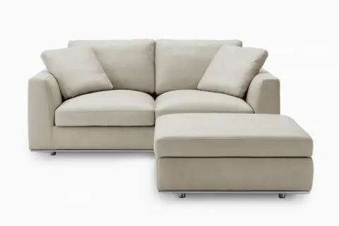 Hamilton Leather Loveseat with Storage Ottoman