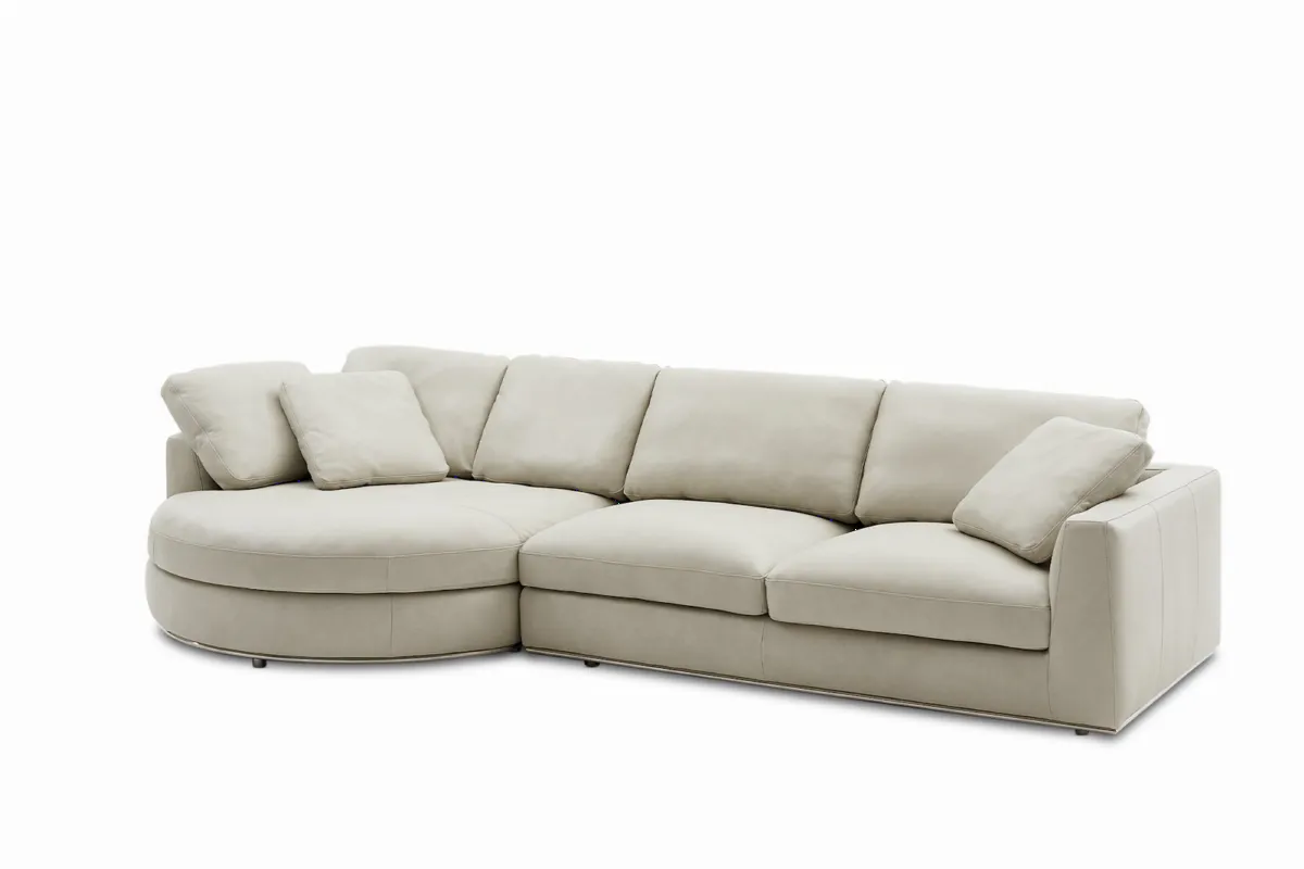 Hamilton Leather Round Chaise Sectional Couch - view 6