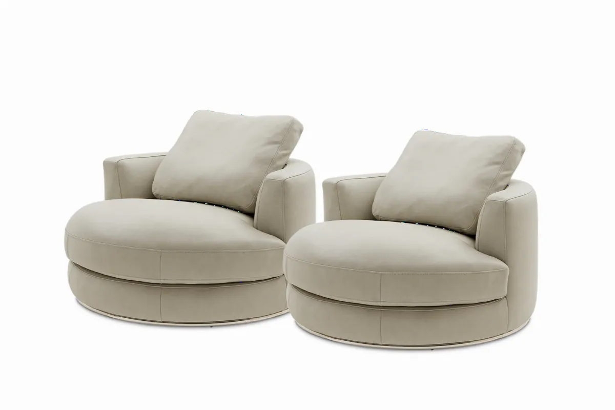 Hamilton Leather Round Swivel Armchair - view 6