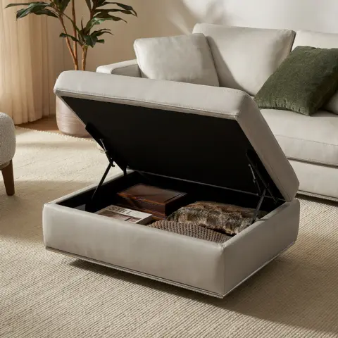 Hamilton Leather Storage Ottoman