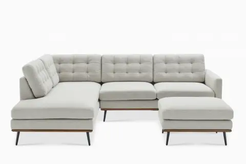 Isaac Bumper Chaise Sectional Couch with Ottoman