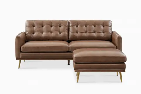 Isaac Leather Sofa with Ottoman