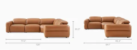 Jaron Leather Recliner Chaise Sectional Sofa