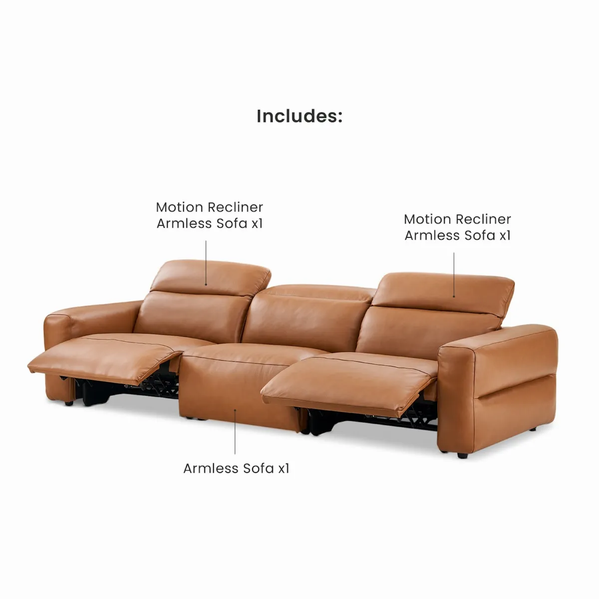 Jaron Leather Recliner Extended Sofa - view 4