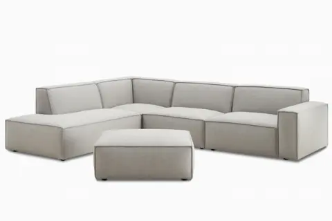 Jonathan Extended Side Chaise Sectional Couch with Ottoman