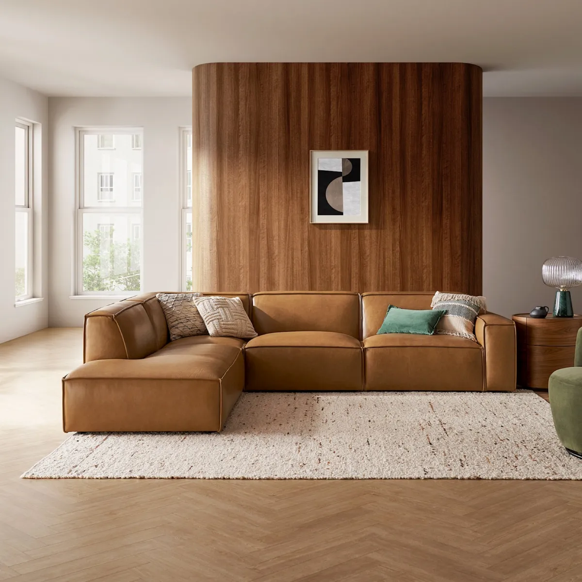 Jonathan Leather Extended Side Chaise Sectional - view 8