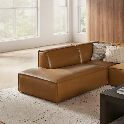 Jonathan Leather Side Chaise Sectional Couch