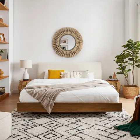 Joseph Bed with Ayrie Mattress Set, Bouclé