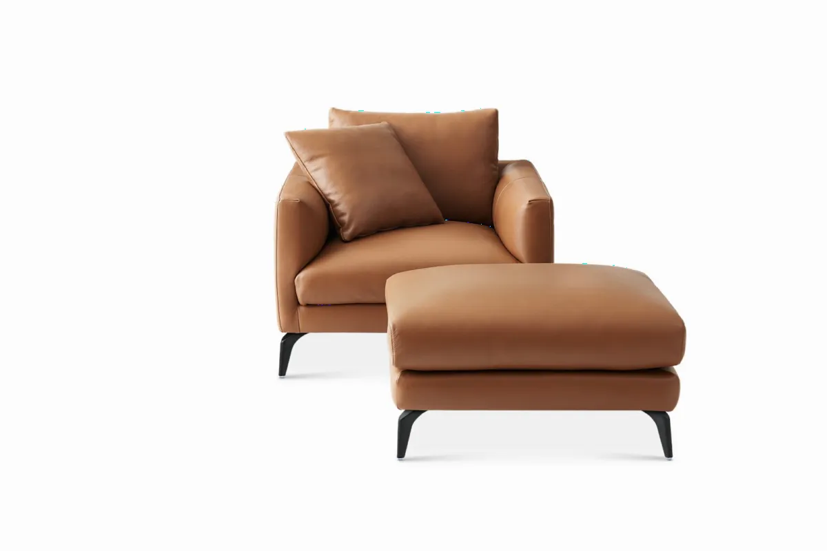 Lena Leather Armchair with Ottoman - view 7