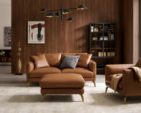 Lena Leather Sofa with Ottoman