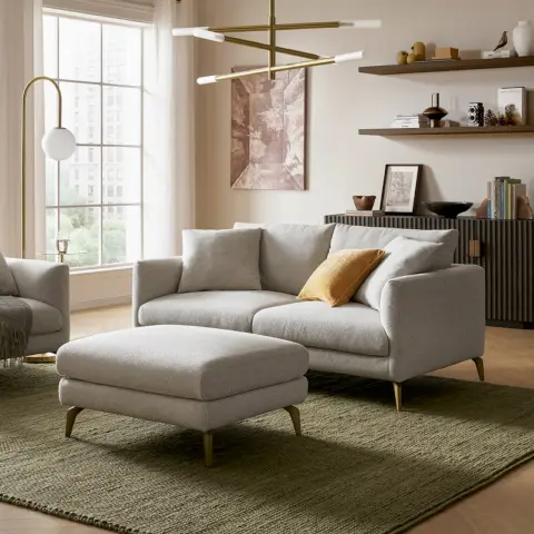 Lena Performance Fabric Sofa with Ottoman