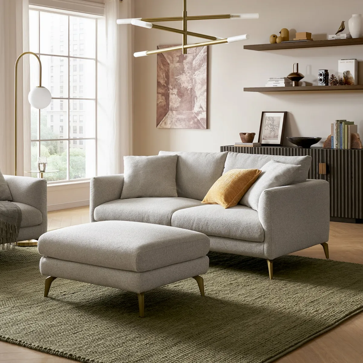 Lena Performance Fabric Sofa with Ottoman - view 6