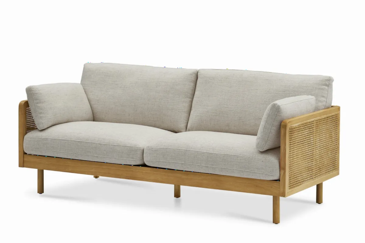 Lucia Cane Sofa, White Wash