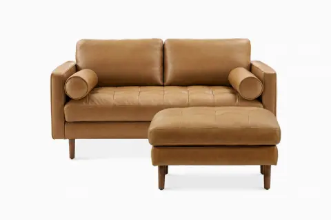 Madison Leather Loveseat with Ottoman