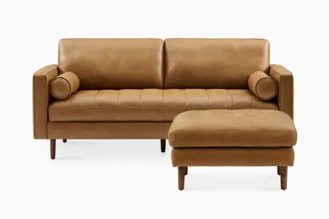 Madison Leather Sofa with Ottoman