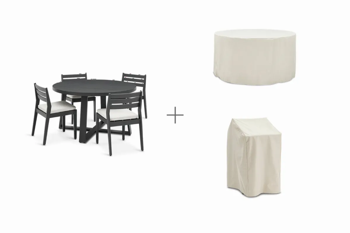 Rio Outdoor Round Dining Table with 4 Chairs Set - view 2