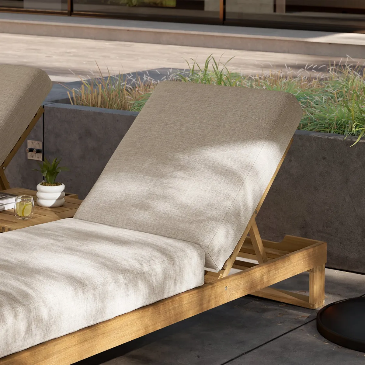 Rio Outdoor Teak 2 Chaise Lounges & Side Table Set - view 8