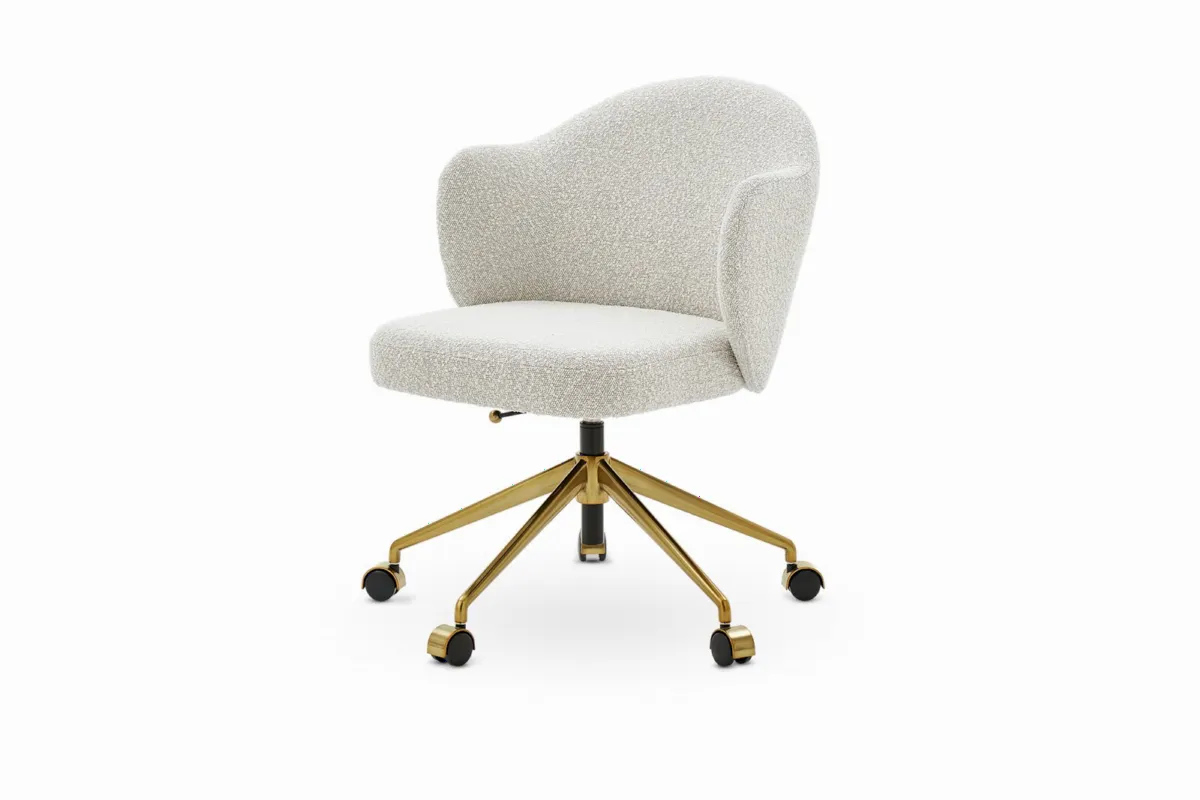 Simone Performance Bouclé Office Chair, Antique Brass - view 4