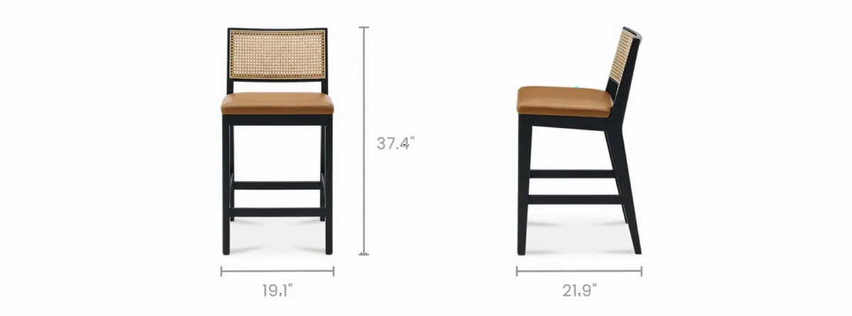 Sloane Cane and Leather Counter Stool - view 2