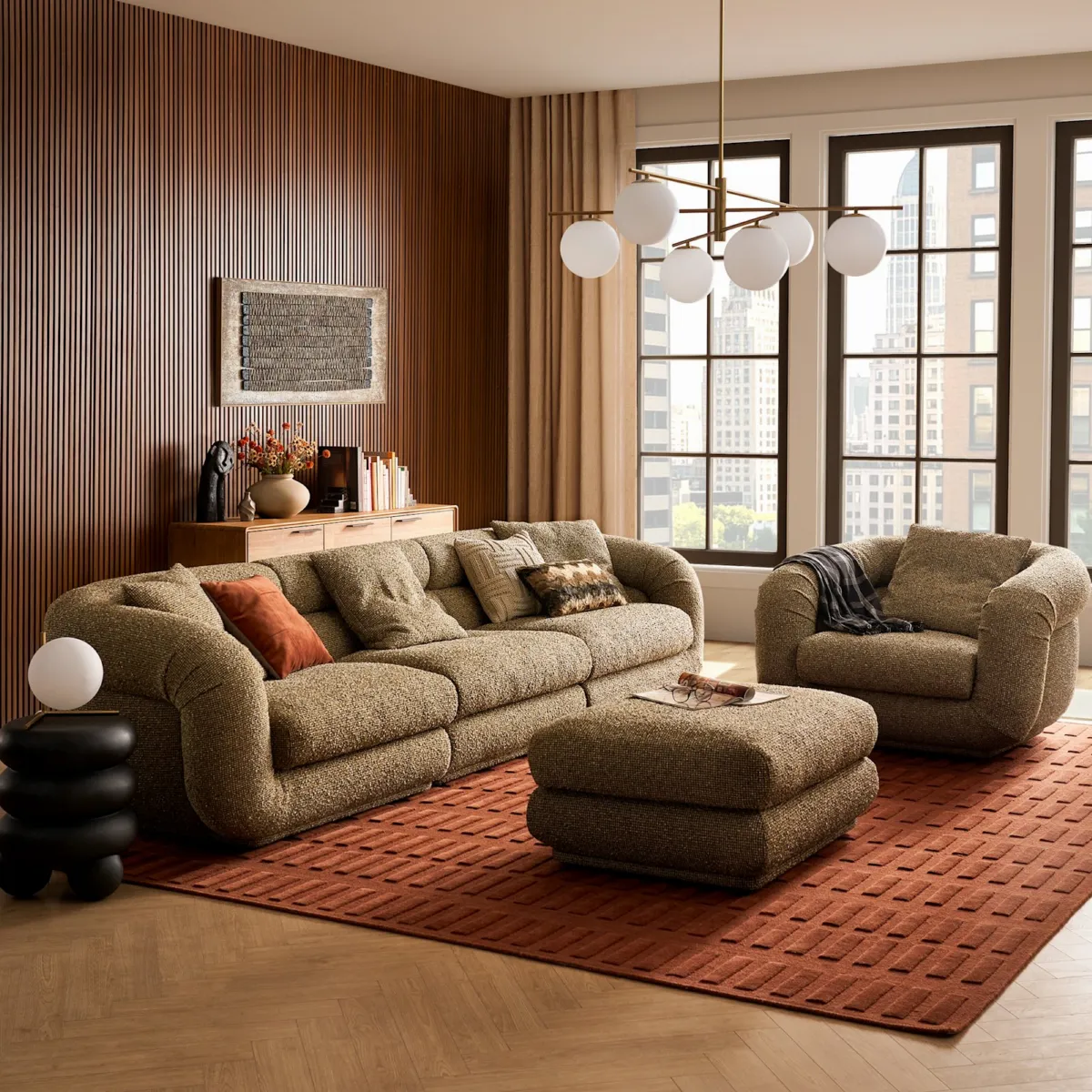 Solari Performance Fabric Extended Couch with Ottoman - view 6