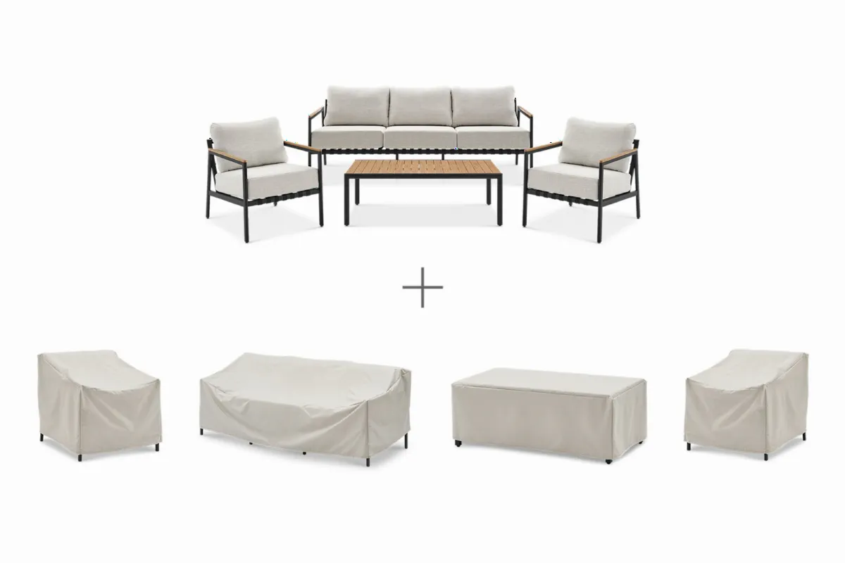 Sorrento Outdoor Couch, 2 Lounge Chairs & Coffee Table Set - view 7