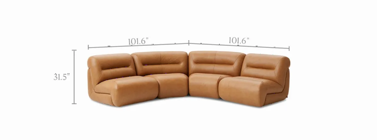 Tovi Leather 4-Piece Sectional Couch - view 6
