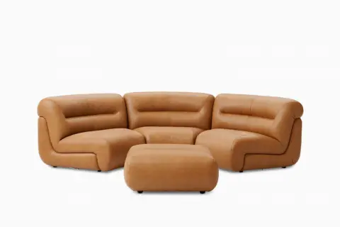 Tovi Leather Curve Sofa with Ottoman