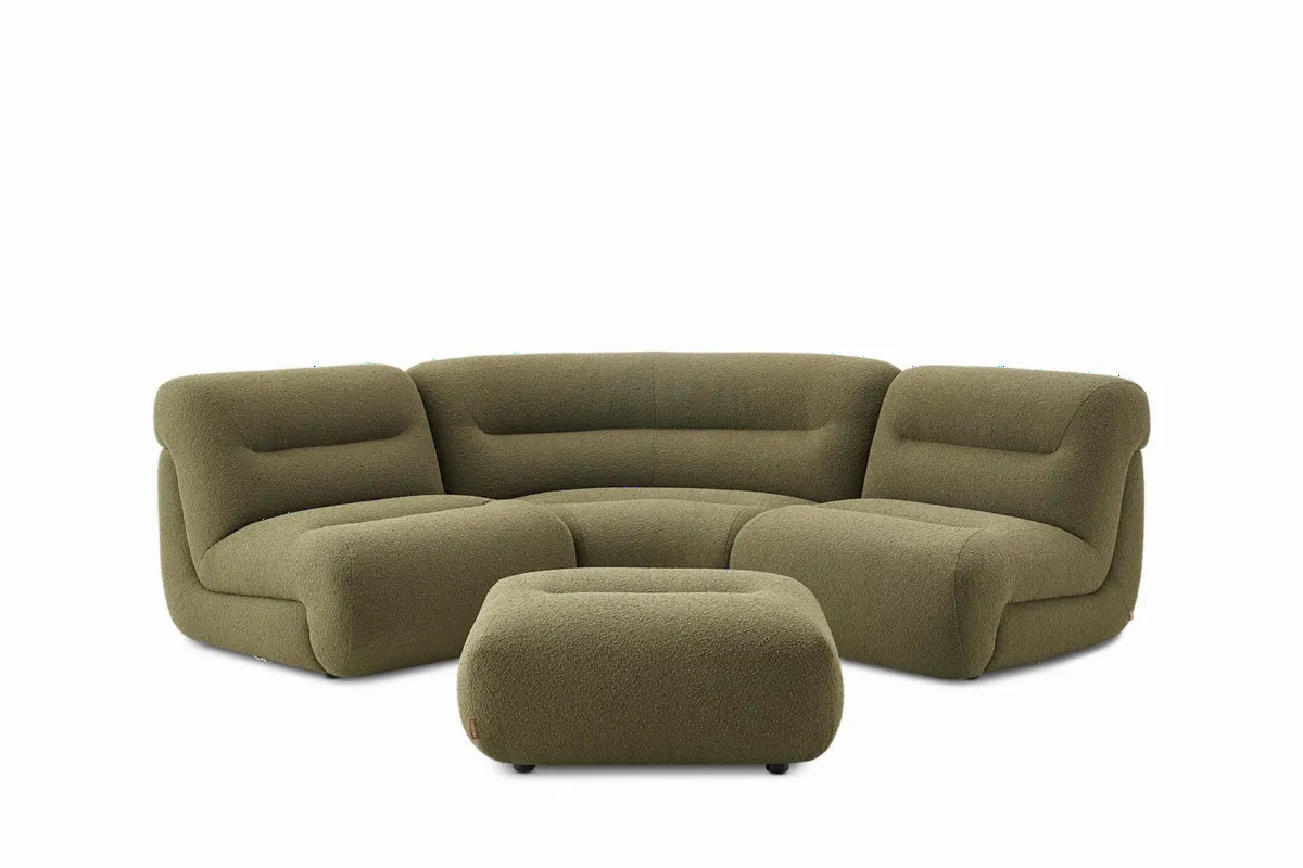 Tovi Performance Boucle 3-Piece Sectional Couch with Ottoman - view 5