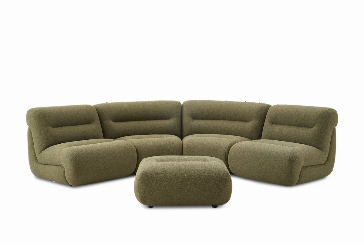 Tovi Performance Boucle 4-Piece Sectional Couch with Ottoman - view 5